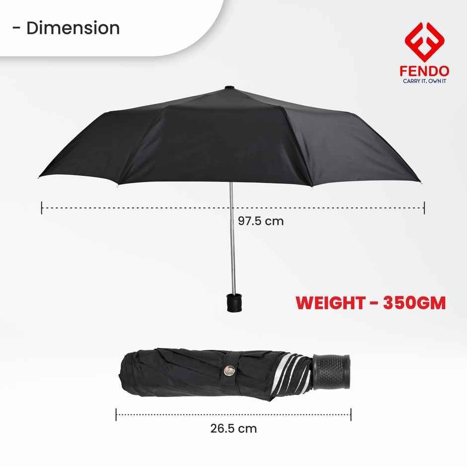 Fendo Umbrella Black | 21.5 Inch | 3 Fold
