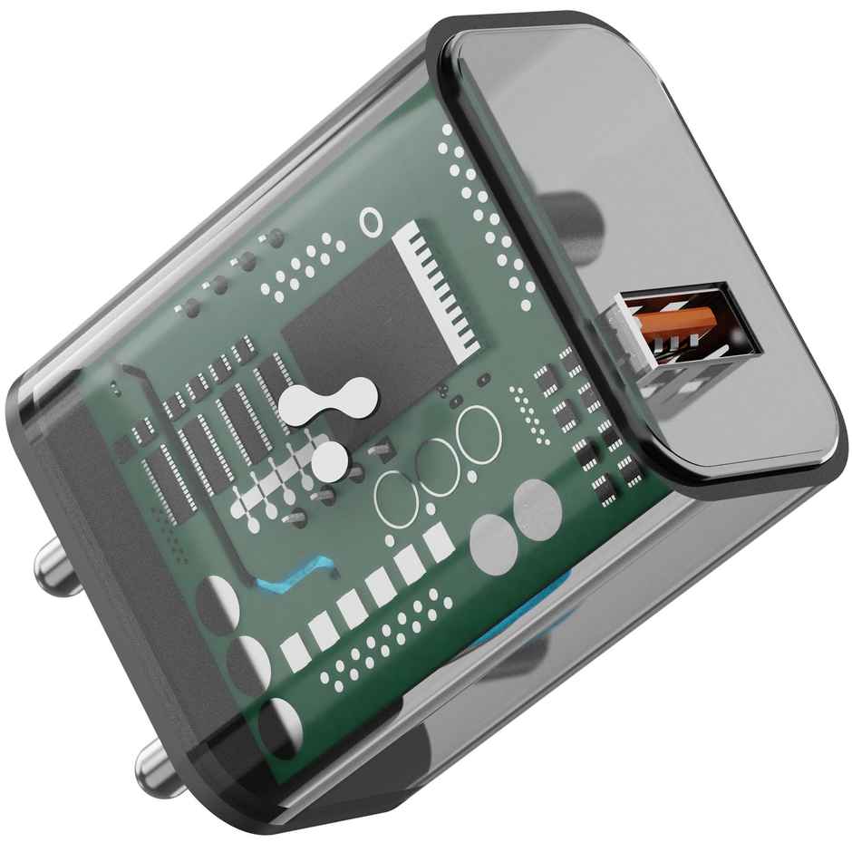 Ambrane 18W Wall Charger Usb Port, Quick Charge 3.0(Raap M10,Black Clear)