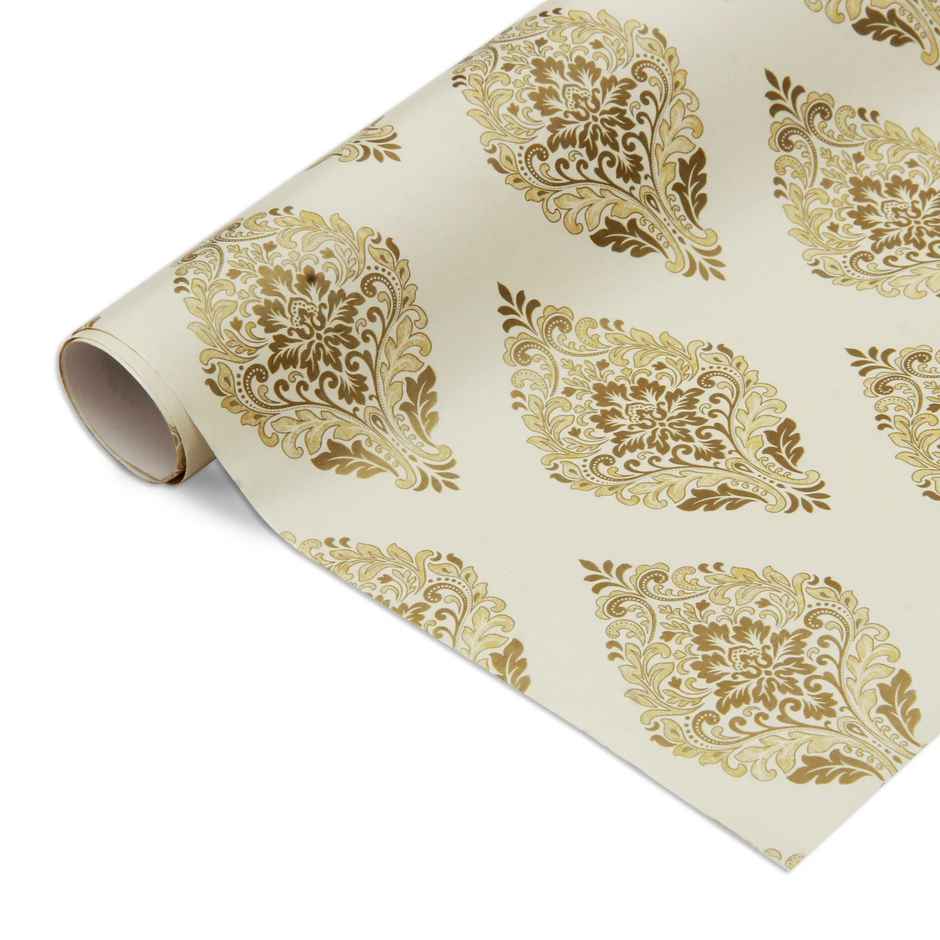 Itsy Bitsy Gift Wrapping Papers Damask and Swirls Ivory Shimmer 80 GSM - 27.75 x 19.29 inches