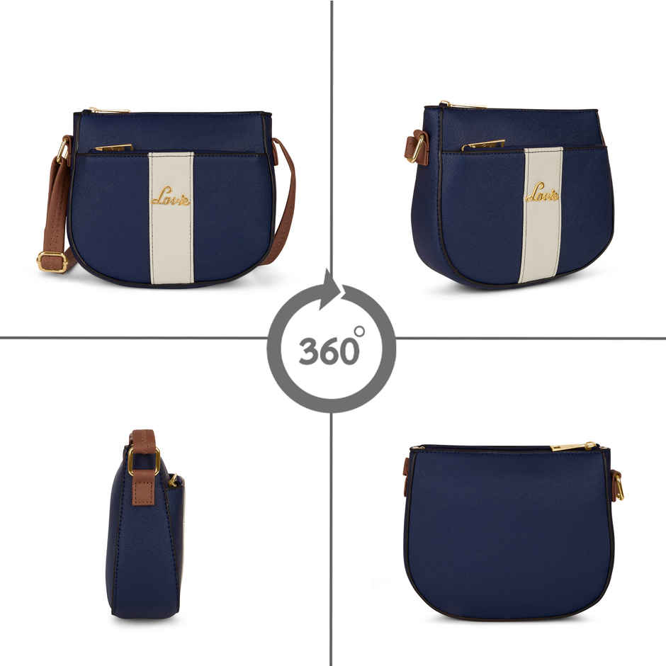 Lavie Women's Colourblock Spade Crossbody Sling Bag | Ladies Purse Handbag | Navy Blue