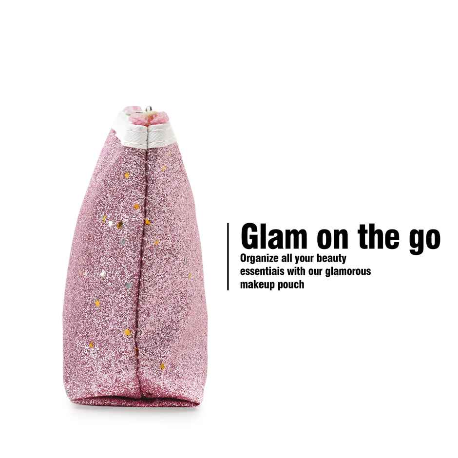 Bronson Professional Glitter Bling Mini Makeup Travel Pouch Kit Cosmetic Organizer Vanity Bag