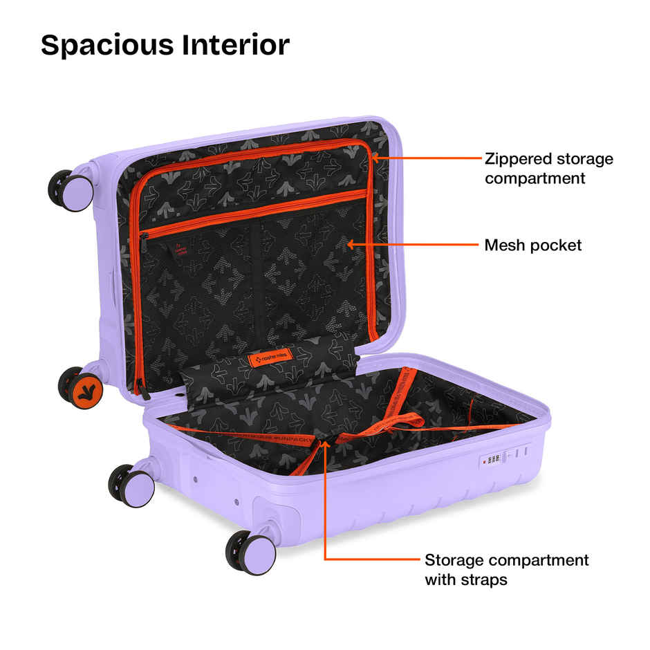 Nasher Miles Vienna Cabin Hard Sided Polypropylene 20 Inch|55 cm Trolley Bag - Purple