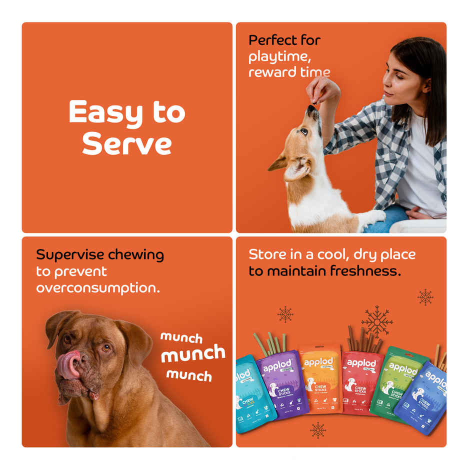 Applod Carrot & Chicken Chew Sticks Dog Treat | For Puppy & Adult | Suitable for all breeds