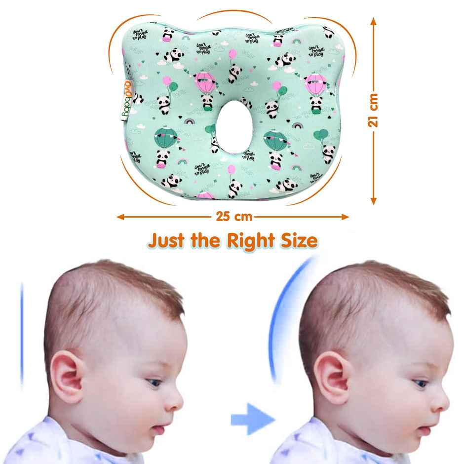 Oyo Baby Memory Foam Baby Head Shaping Pillow Bear Shape, P&A Print