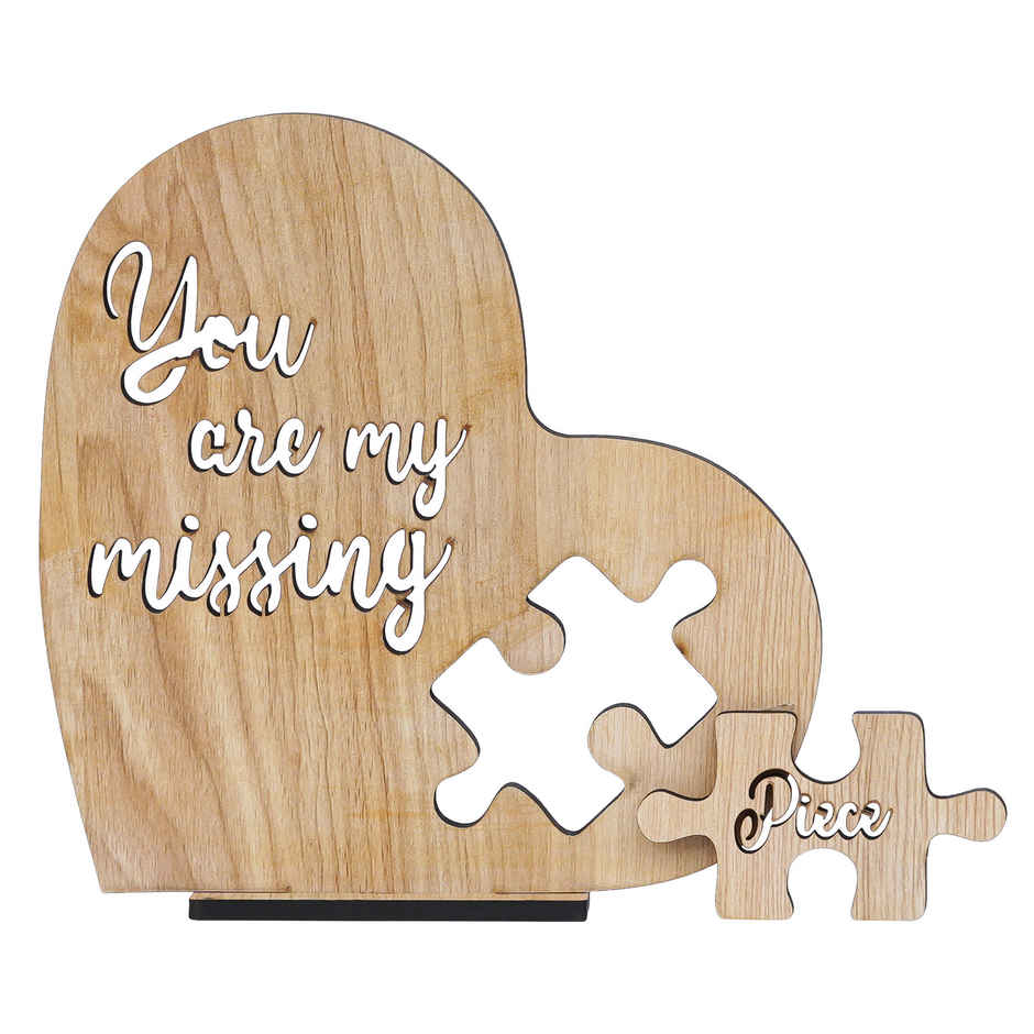 eCraftIndia Brown Wooden Heart Shaped inch You Are My Missing pc inch Valentine's Day Showpiece