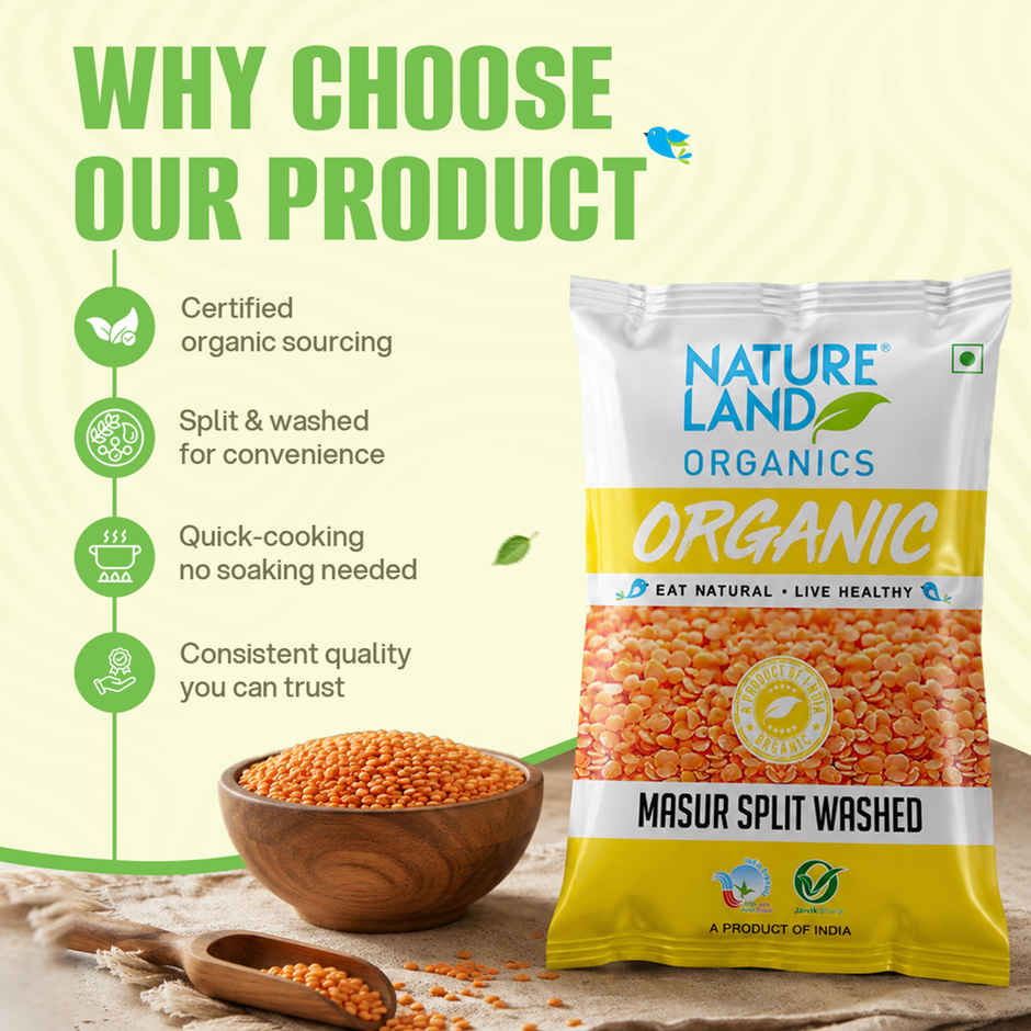 Natureland Organic Masoor Dal Split Washed