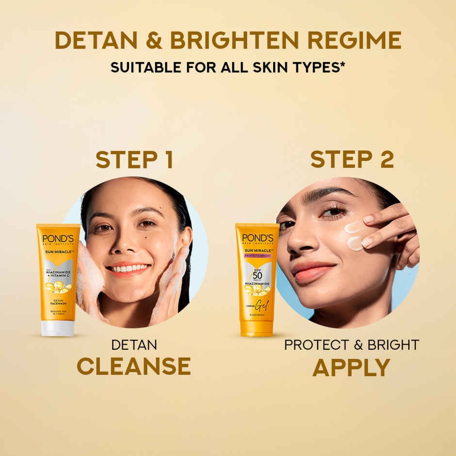 Pond's Sun Miracle SPF 50 PA+++ Creme Gel Sunscreen - Protect & Bright, With Niacinamide