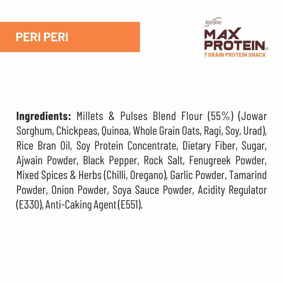 RiteBite Max Protein Peri Peri Multigrain Protein Chips | 20g Protein | 8g Fiber | Gluten Free