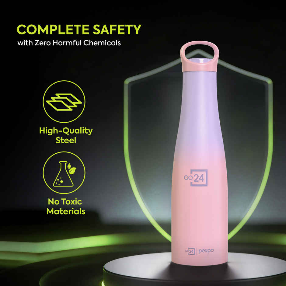 Go24 | Pexpo Stainless Steel Morocco Hot & Cold Insulated Water Bottle | Pink & Purple | 620 ml