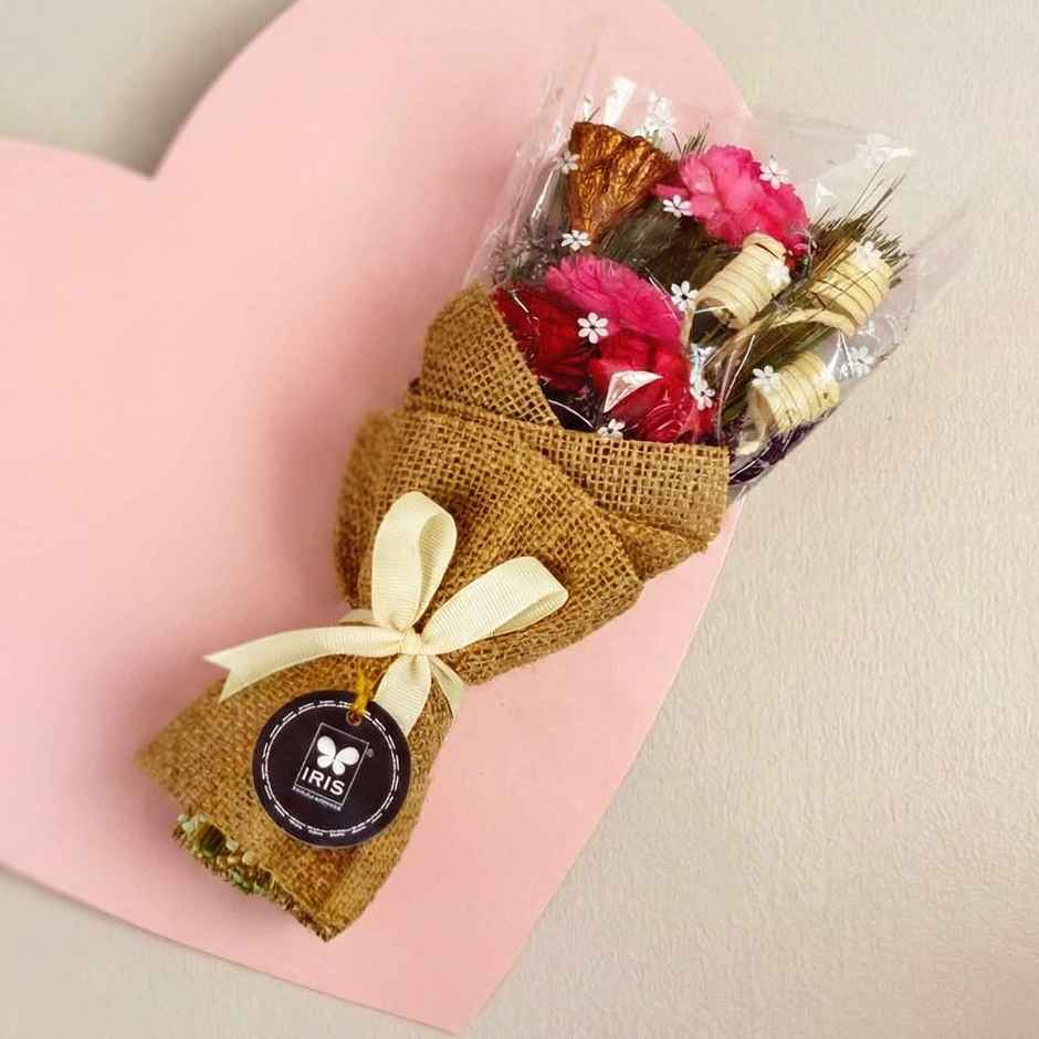 Rose Dry Flower Bouquet with Free Fragrance Spray | Ideal for Gifting | IRIS