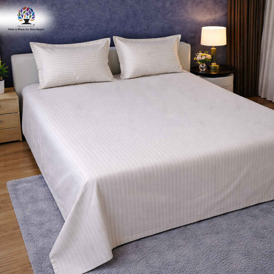 Dream Living Stripe King Bedsheet Set |275 x 275 cm| With 2 Pillow Covers