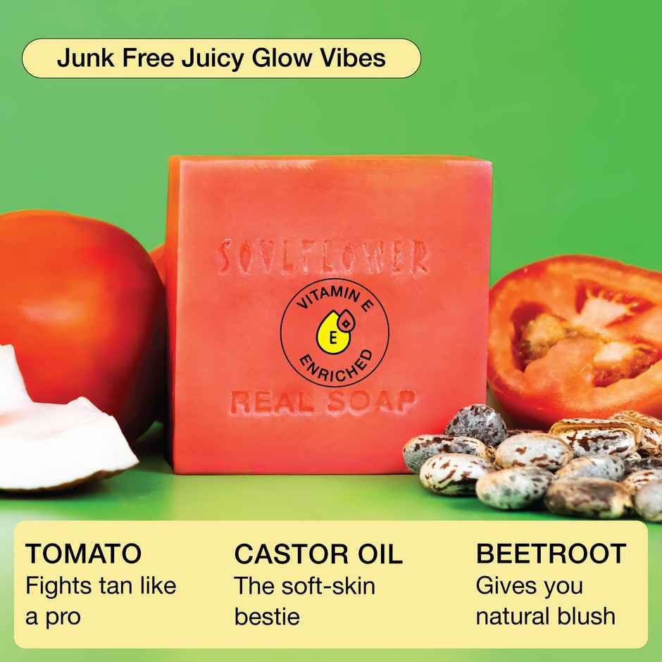 Soulflower Tomato Soap - Tan Removal & Moisturizer | Natural