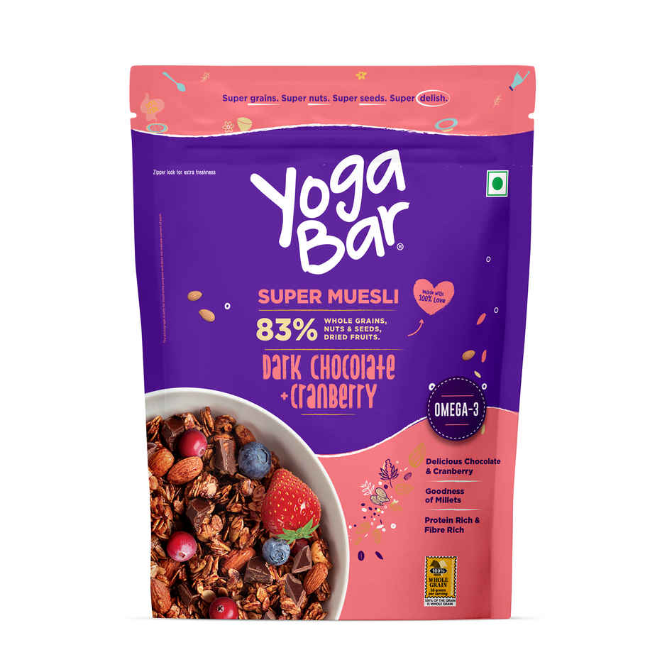 Yoga Bar Muesli Dark Chocolate & Cranberry,Breakfast Cereals, Protein Granola, Gluten Free