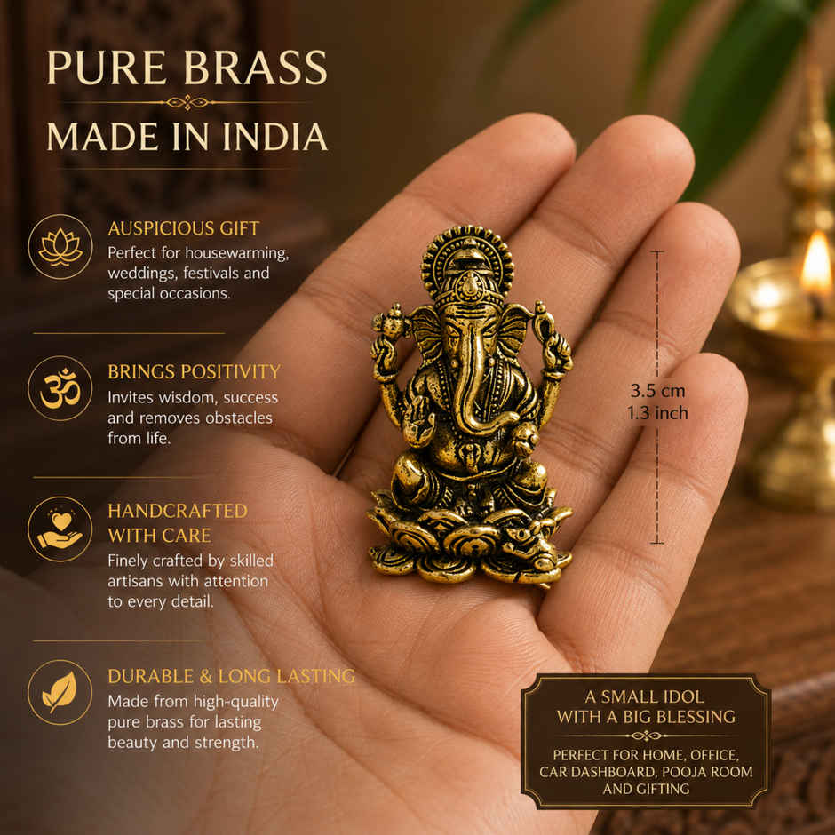Pure Brass Ganesha Idol | Estoria Collective