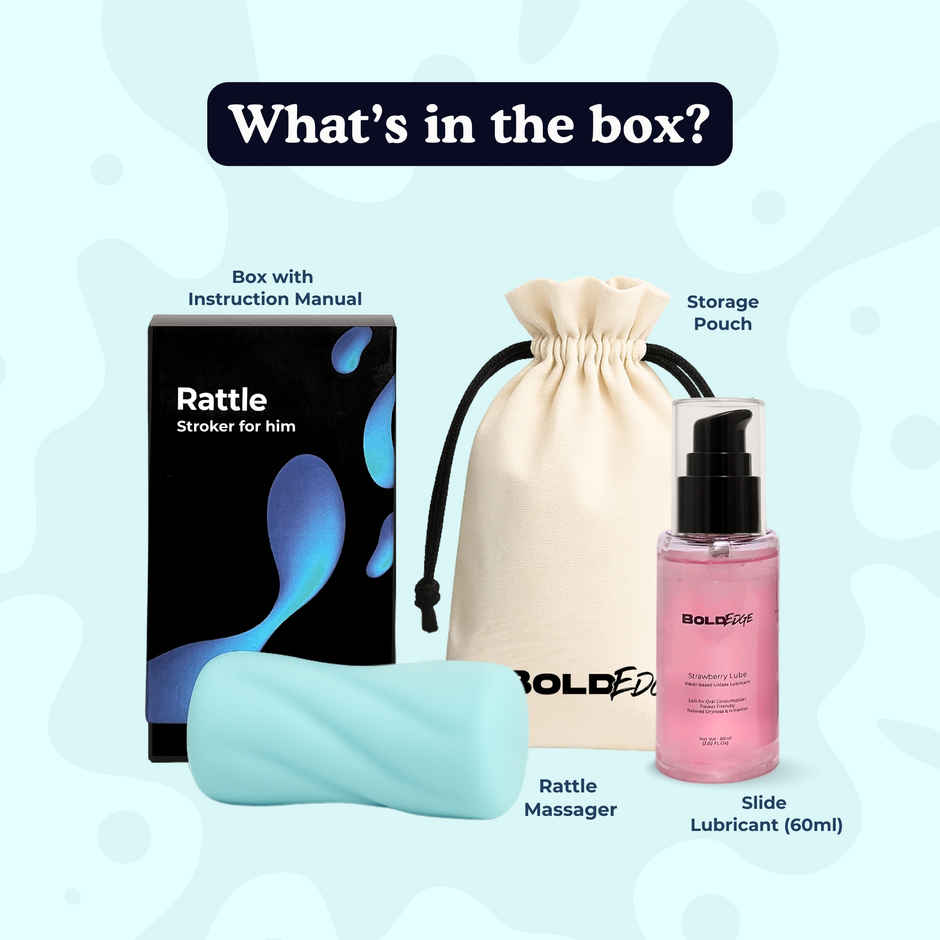 Boldedge Rattle Sleeve Stroker Massager - Blue