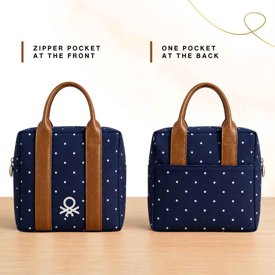 United Colors of Benetton Lunch Bag | Polyester | With Back Pocket | Navy Blue