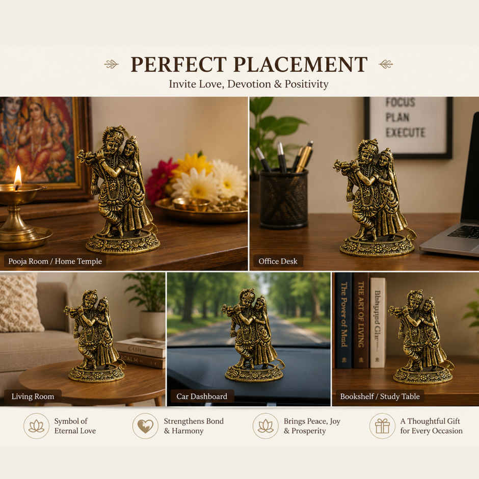 Pure Brass Radhe Krishna Idol | Estoria Collective
