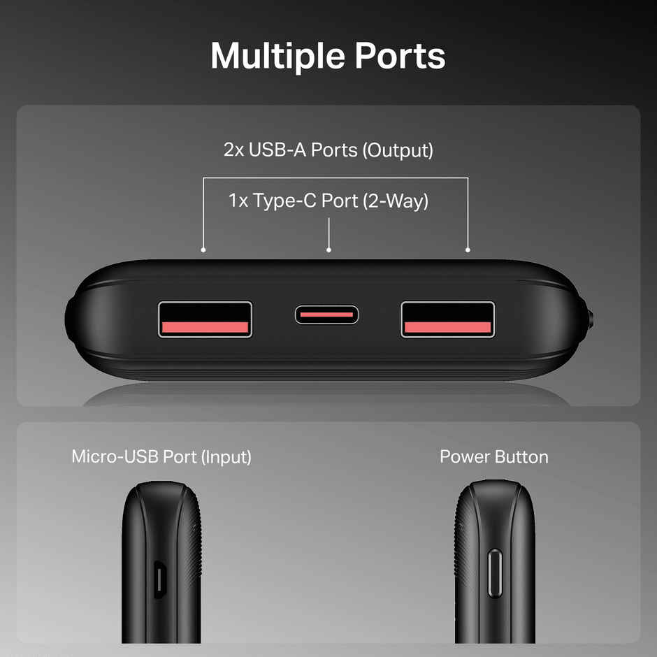 boat Energyshroom PB300 Activ 10000 mAh 22.5W Powerbank | Obsidian Black