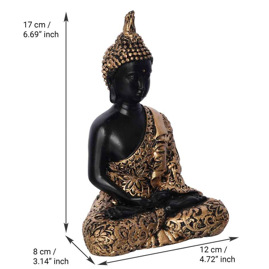 eCraftIndia Black And Golden Polyresin Handcrafted Decorative Meditating Buddha Statue