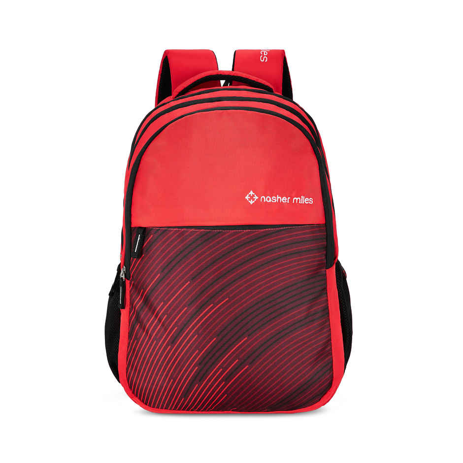 Nasher Miles Wave Backpack- Unisex- 3 Compartment Casual College Bag- Red- 45L