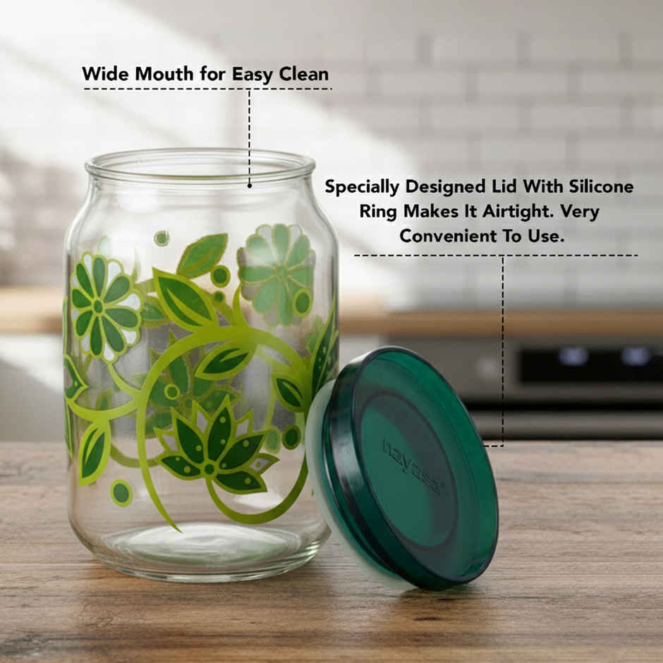 Nayasa Hermit BPA Free Food Grade Airtight Kitchen Storage Containers | Green - 1 L