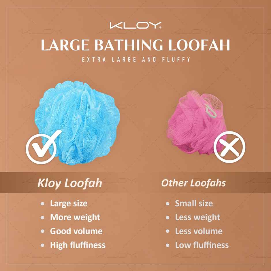 Large Bath Loofah Sponge Scrubber Exfoliator for High Lather Cleansing (Peach and Blue)