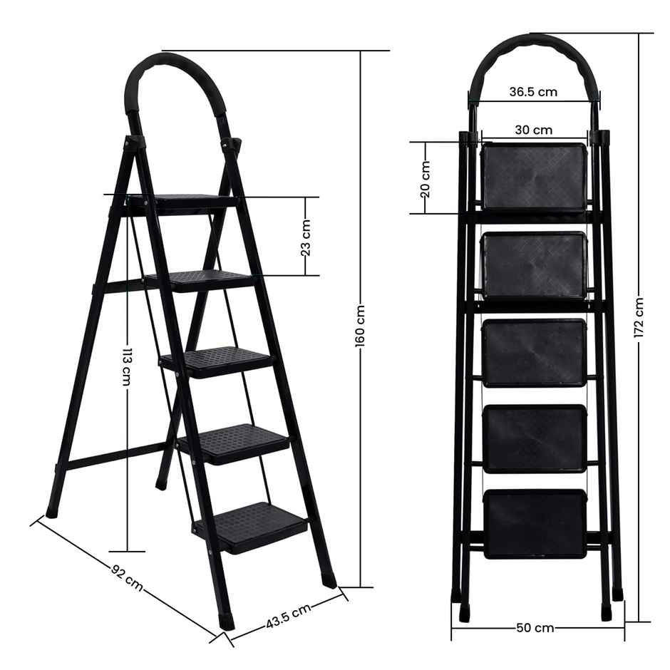 Cheston Apex Series 5 Step Steel Ladder Black