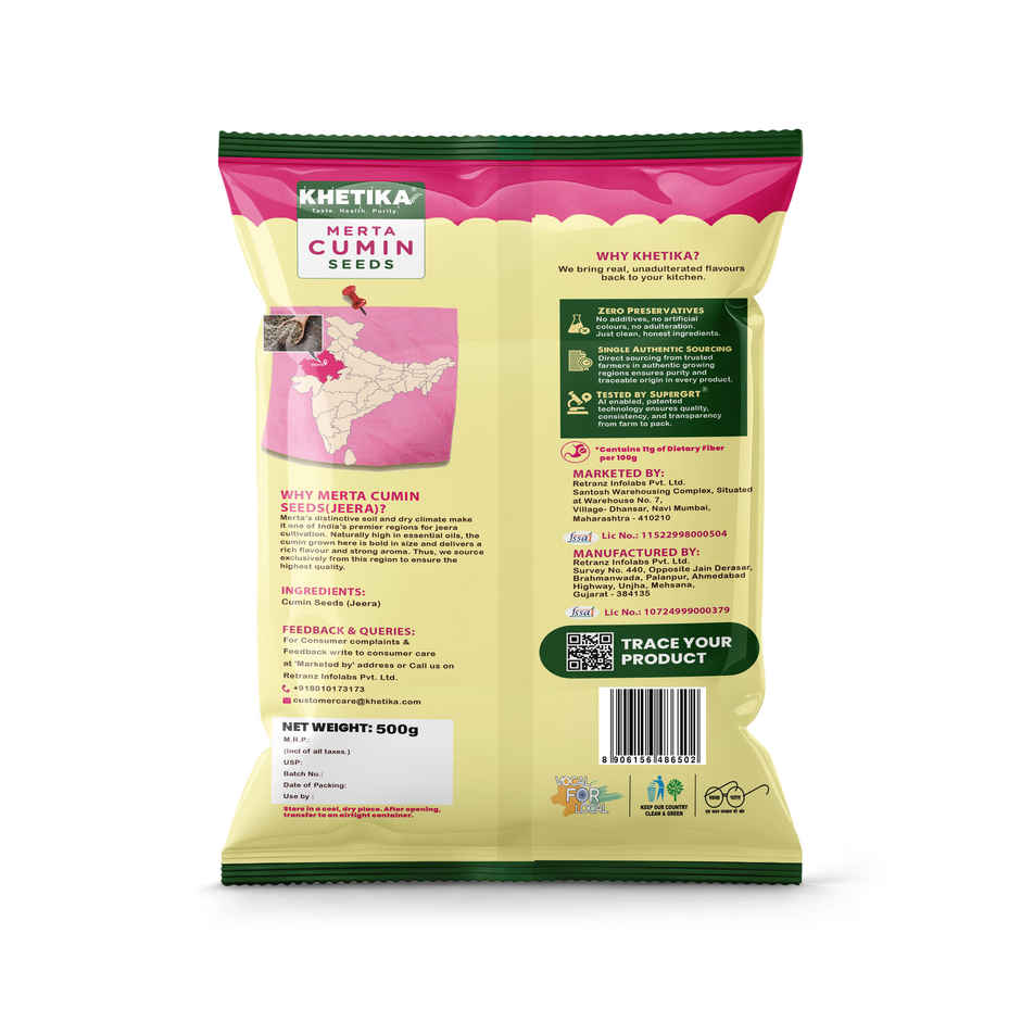 Khetika Merta Jeera Whole | Cumin Seeds | Strong Aroma | Zero Preservatives |