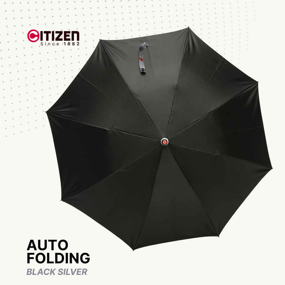 Citizen 2 Fold 24.5 Inch Black silver Umbrella with Reflective Piping