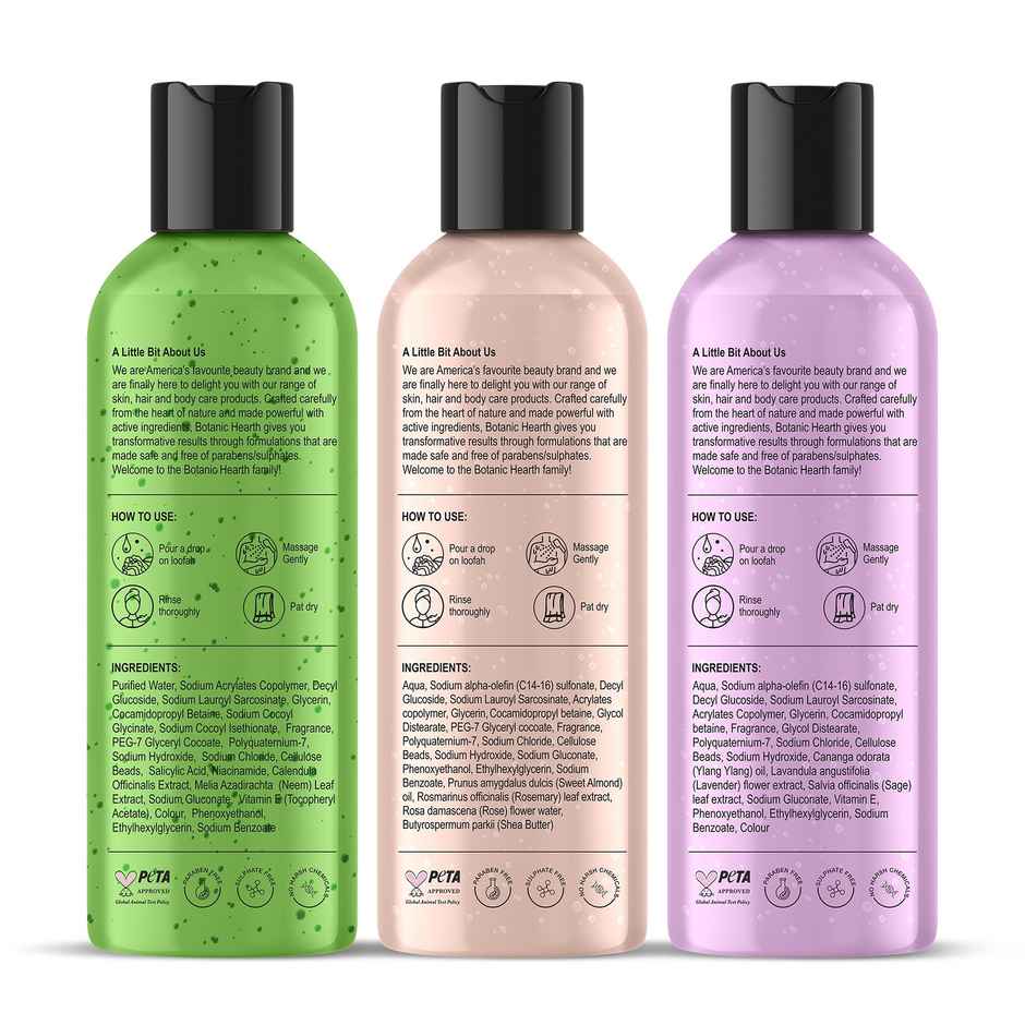 Botanic Hearth Pack of 3 body washes | British Rose | Calendula | Bulgarian Lavendar
