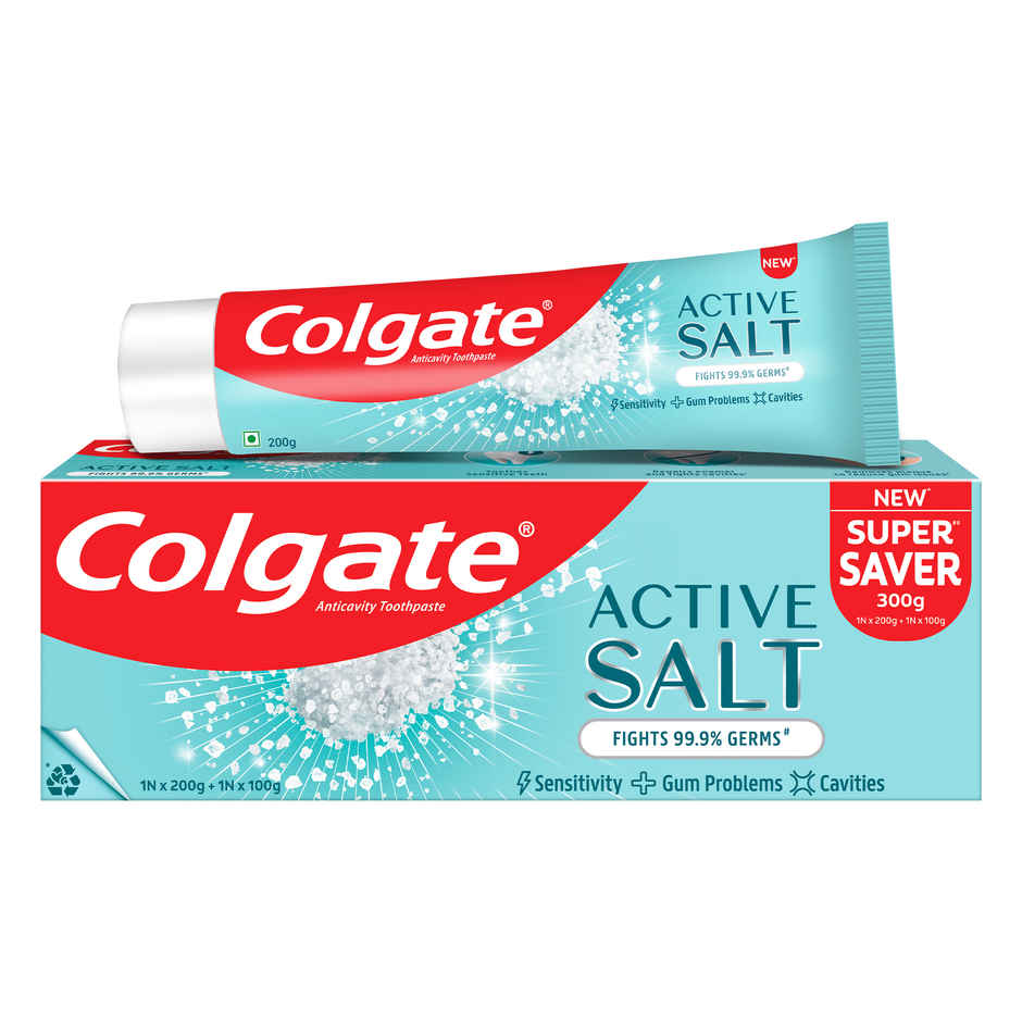 Colgate Active Salt Toothpaste, Germ Fighting Toothpaste for Healthy Gums and Teeth (Saver Pack) Combo