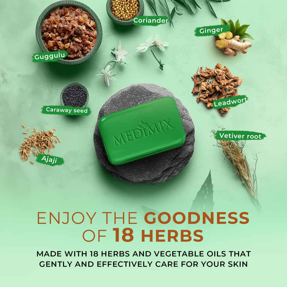 Medimix Classic Ayurvedic Traditionally Made Soap with 18 Herbs