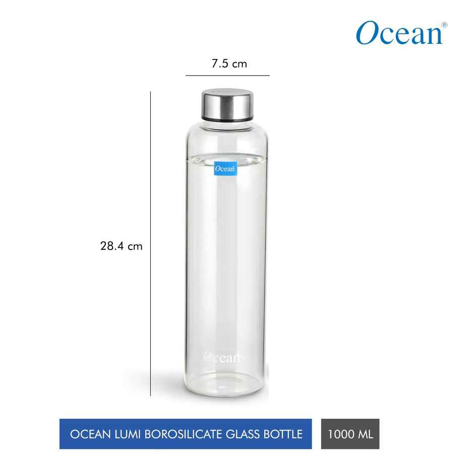 Ocean Lumi Bottle | Borosilicate Glass | Slim Lid | 1 L | Transparent