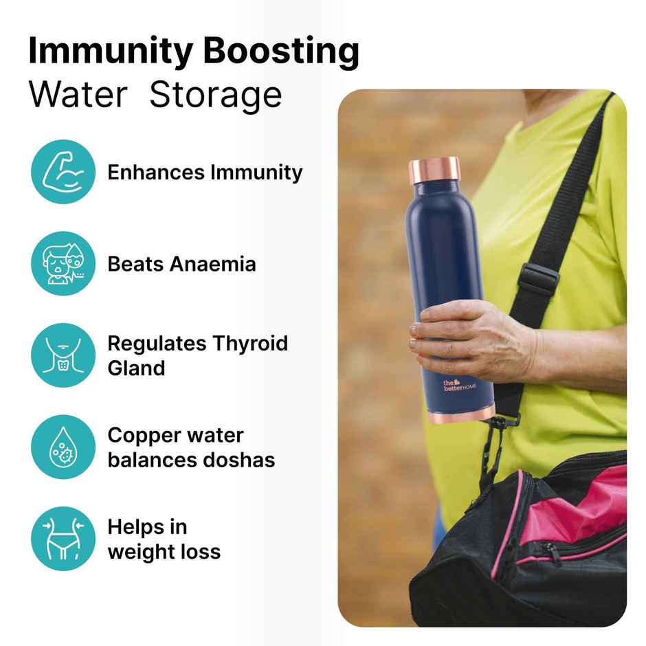 The Better Home Copper Water Bottle with Anti Oxidant Properties | Blue