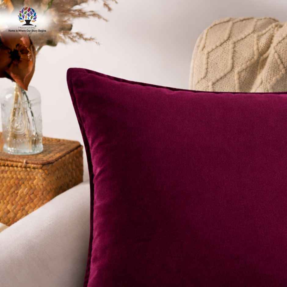 Dream Living Solid Cushion Covers Velvet Decorative Cushion Cover 16 x 16 in | Set of 2 | Maroon