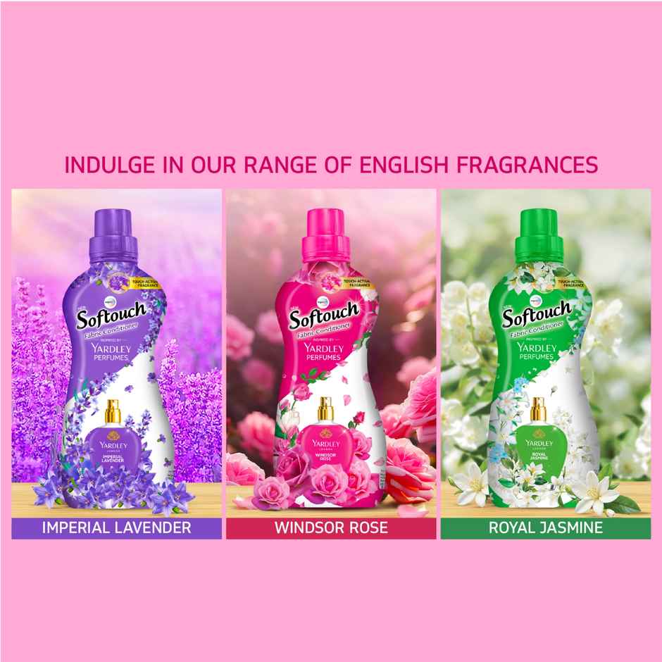 Softouch Yardley Fabric Conditioner | Long Lasting Fragrance for Clothes | Windsor Rose | 790 + 190 ml