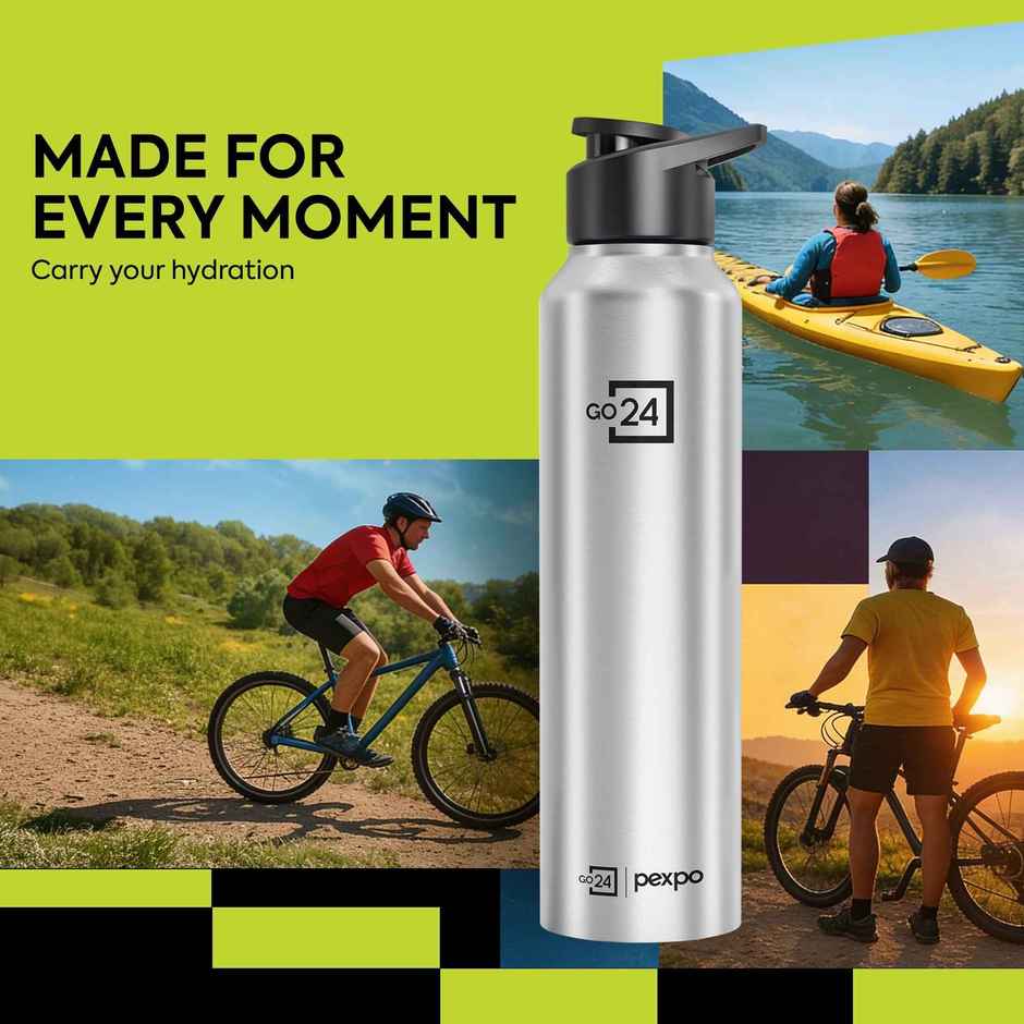 Go24 | Pexpo Chromo Sports And Hiking Stainless Steel Water Bottle | 1 L