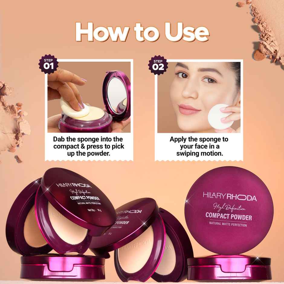 Hilary Rhoda HD High-Definition Pressed Powder | 2 in 1 Compact Powder | My Ivory - Shade 01