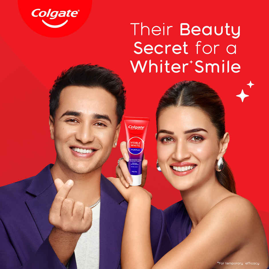 Colgate Visible White Purple Toothpaste and Free Toothbrush | Removes Surface Stains | Enamel Safe