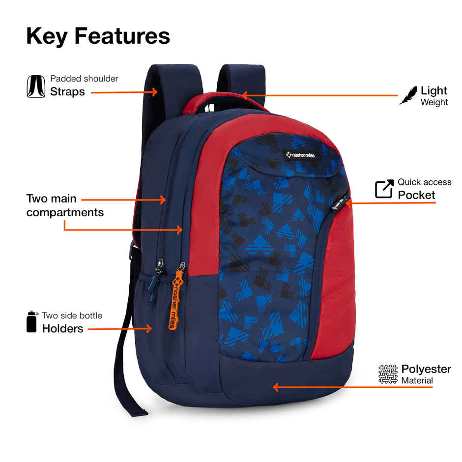 Nasher Miles Tetris Polyester Laptop Backpack with Rain cover | Red - 36 L