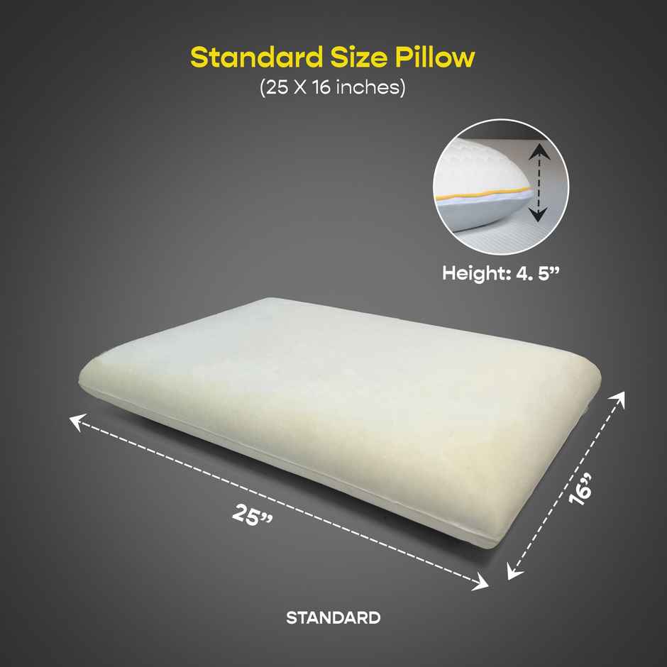 Sleepycat Marshmallow Pillow Medium Soft With Bamboo Fabric Zipper Cover -(Standard, 25X16 Inches)