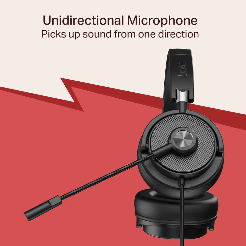 boAt Bassheads 900C Pro | Unidirectional Mic | Foldable Design | Wired Headphones with Mic | Black