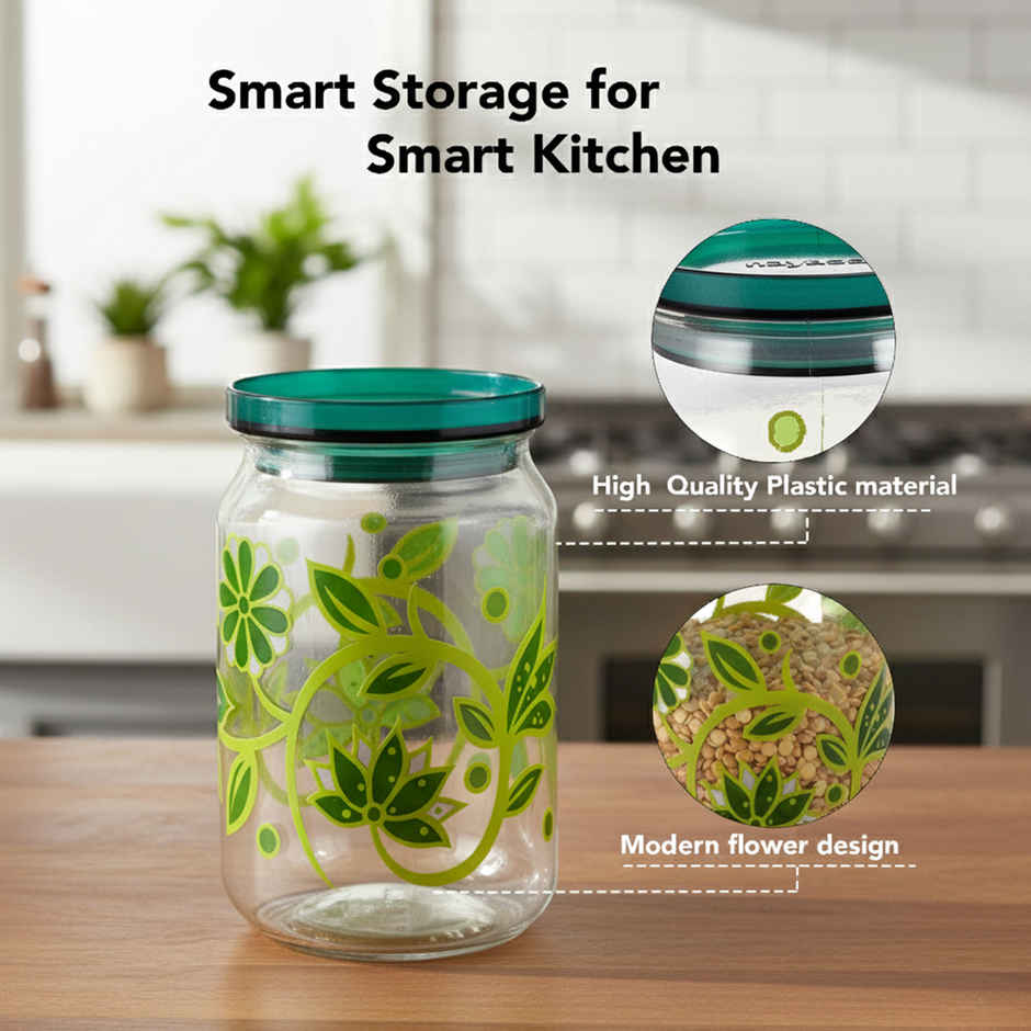 Nayasa Hermit BPA Free Food Grade Airtight Kitchen Storage Containers | Green - 1 L