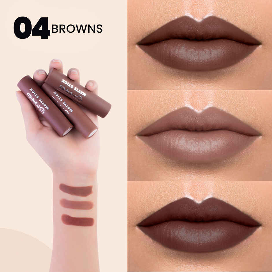 MARS Cosmetics Matte Box Set Of 3 Lipsticks For Women (04-Brown)