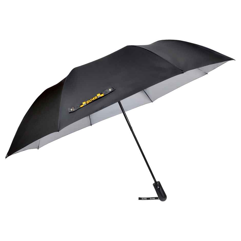 Eume Nurture Auto Open Unisex Black And Silver Color Umbrella | 27 Inch | 2 Fold
