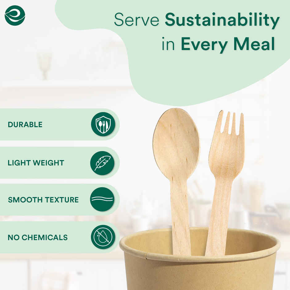 ECO SOUL 160mm | 50 Count | Disposable Spoon and Fork