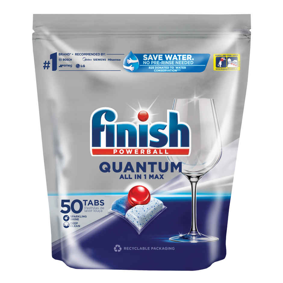 Finish Quantum Dishwasher Tablets (50pc) & Finish Dishwasher Rinse Aid Liquid (400ml) Combo