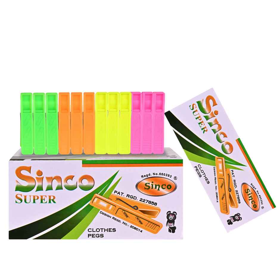 Sinco Super Cloth Clips / Cloth Pegs - Pack of 1 (12 Pieces)