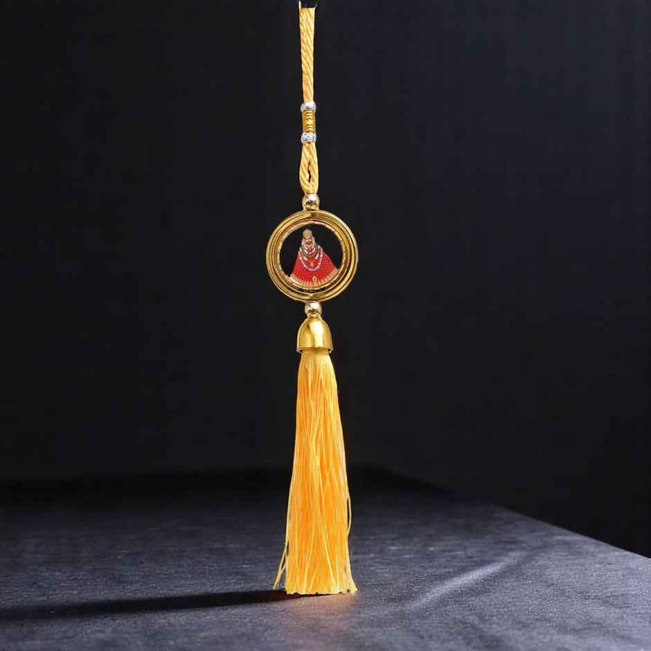 Divine Vibes Round Shape Rotational Dual Side Khatushyam Ji Decorative Car Hanging