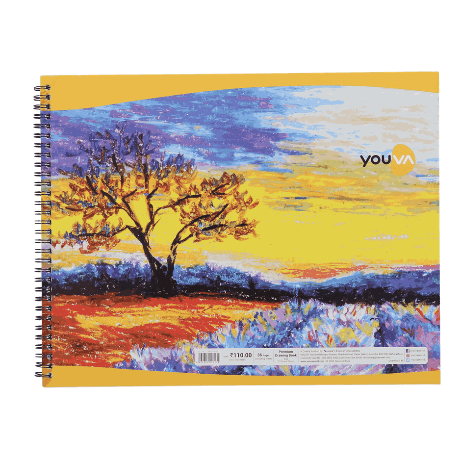 Navneet Youva Premium Plain Drawing Book 36 Pages Wiro Bound 27.5 cm x 35 cm (Colour May Vary)